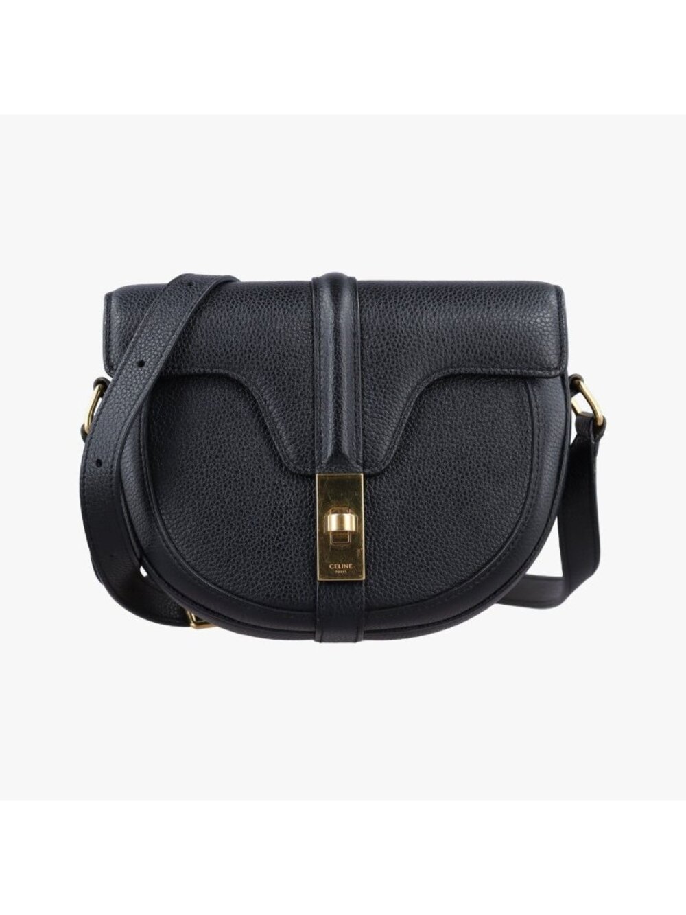 Celine 16 Besace Small Black Leather Shoulder Bag